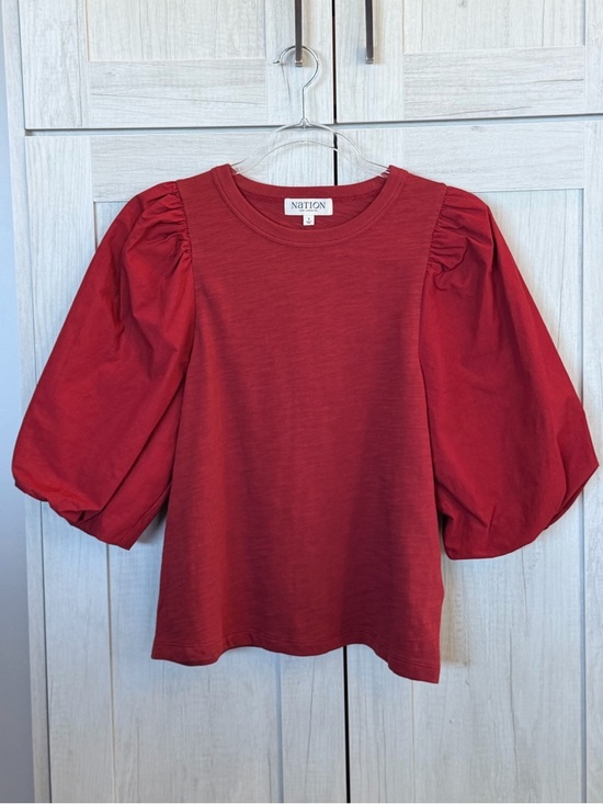 Nation LTD Tops - Nation LTD Paola Red Puff Sleeve Top